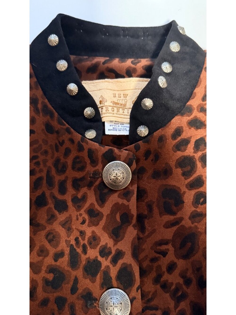 New Frontier Vintage 90s Jacket Womens M Leopard Print Western Style - Picture 8 of 12